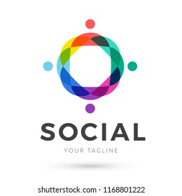 Marketing colorful logo , people abstract social media logo