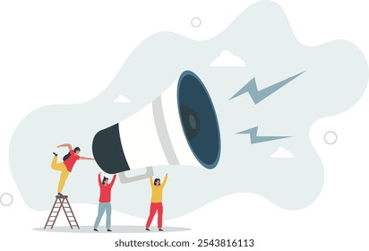 Marketing communication, announce promotion or communicate with employees,flat characters.