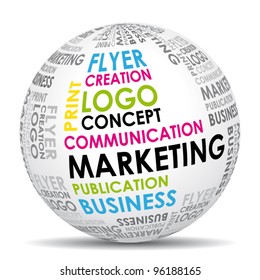 Marketing communication world. Vector icon.