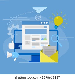 Marketing concept basic vector illustration, web banner, mobile app, banner, business content strategy, web design, Digital marketing online connection concept