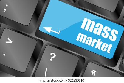 Marketing concept: computer keyboard keys with word Mass Market, vector illustration