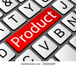 Marketing concept, computer keyboard with word Product on red enter button background