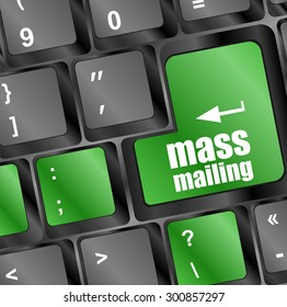 Marketing concept: computer keyboard with word Mass Mailing. vector illustration