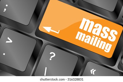 Marketing concept: computer keyboard with word Mass Mailing, vector illustration