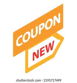 Icono de concepto de marketing vector isométrico. Precio con inscripción nueva, cupón. Compras, marketing, negocios