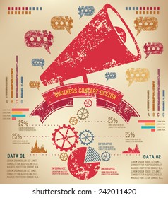 Marketing concept  info graphic design on old paper,grunge vector