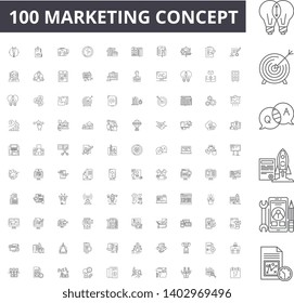 Marketing concept line icons, signs, vector set, outline illustration concept 