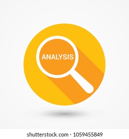 Marketing concept: magnifying optical glass with words Analysis. Vector illustration 