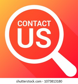 Marketing Concept: Magnifying Optical Glass With Words Contact Us. Vector illustration