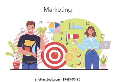 Marketing concept. Market research and analysis. Company promotion