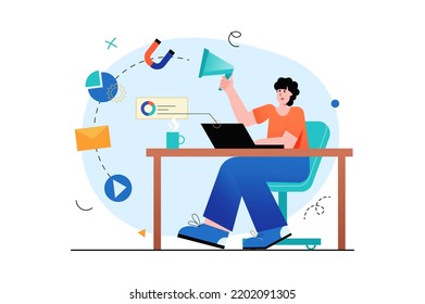 Marketing Concept People Scene Flat Cartoon Stock Vector (Royalty Free ...