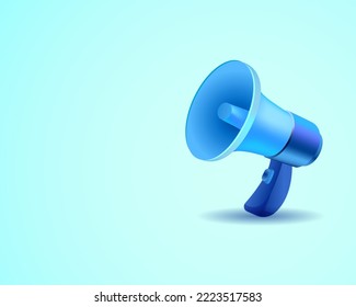 marketing concept. realistic 3d megaphone. blue megaphone. announcement illustration. megaphone illustration vector