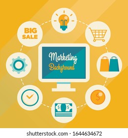 Marketing-Konzept-Vektorillustration-Illustration, flacher Stil