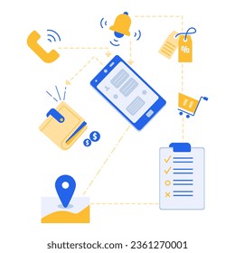 Ilustración vectorial de concepto de marketing. Ilustración vectorial plana moderna en colores sólidos con tema de negocios.