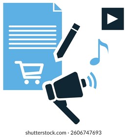 Marketing content icon vector. Symbol for strategic branding, business storytelling, and digital engagement. Ideal for online marketing, blogging, and promotional visuals.