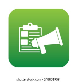 Marketing content on green button,clean vector
