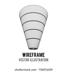 Marketing Conversion Funnel Sales Diagram. Wireframe poly mesh vector illustration. Concept of Business and Finance.