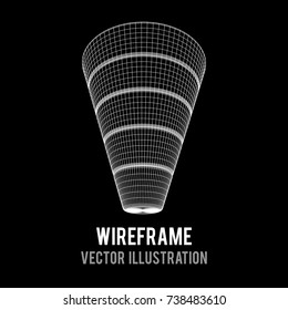 Marketing Conversion Funnel Sales Diagram. Wireframe poly mesh vector illustration. Concept of Business and Finance.