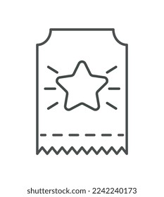 Marketing coupon line icon. Loyalty program and special offer. Voucher or ticket with star, graphic element for website. Interface for programs and applications. Cartoon flat vector illustration