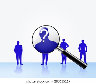 Marketing customer target audience concept. Human resources officer choose employees. Vector