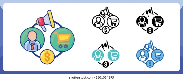 Marketing Cycle Multi Style Icon, Digital Marketing