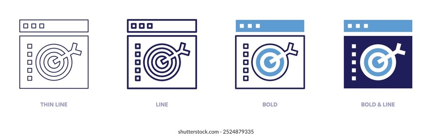 Marketing dashboard icon in 4 different styles. Thin Line, Line, Bold, and Bold Line. Duotone style. Editable stroke.