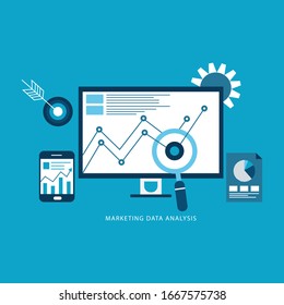 marketing data analysis concept flat design