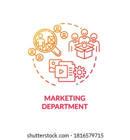 Marketing department red gradient concept icon. Commercial plan. Corporate financial data. Product management idea thin line illustration. Vector isolated outline RGB color drawing