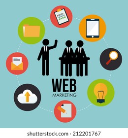 Marketing design over blue background, vector illustration