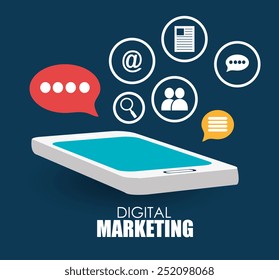 Marketing design over blue background, vector illustration.