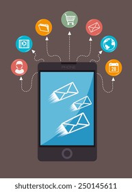 Marketing design over brown background, vector illustration.