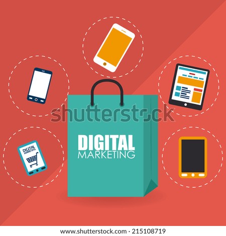 Marketing design over red background, vector illustration