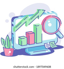 Marketing diagram and analytic on computer