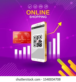 Marketing and Digital marketing Vector Concept Shopping Online on Website or Mobile Application 