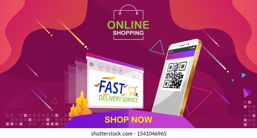 Marketing and Digital marketing Vector Concept Shopping Online on Website or Mobile Application.