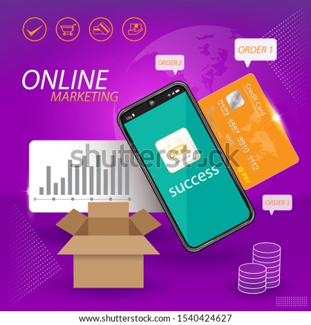 Marketing and Digital marketing Vector Concept Shopping Online on Website or Mobile Application 