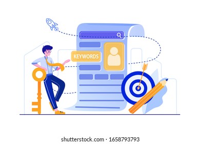 Marketing director finding keywords for the site vector illustration