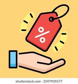 Marketing discount vector icon, representing promotion, discount, price reduction, coupon of marketing campaign