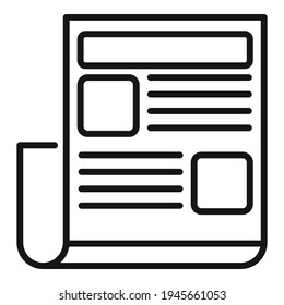 Icono de documento de marketing. Icono vector de documento de marketing de esquema para diseño web aislado en fondo blanco