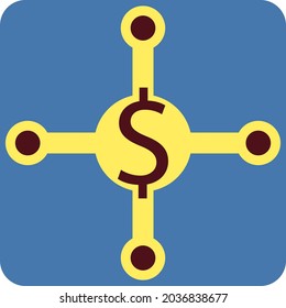 Marketing dollar, illustration, vector, on a white background.