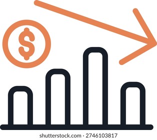 Marketing Down Line Due Icon Design