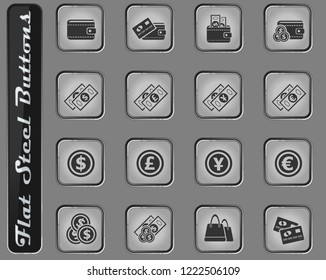 marketing and e-commerce vector web icons on the flat steel buttons