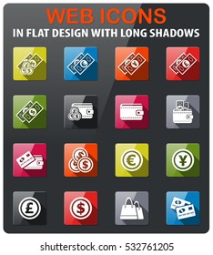 marketing and e-commericons set in flat design with long shadowce