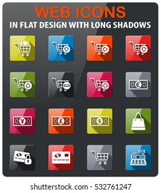 marketing and e-commericons set in flat design with long shadowce