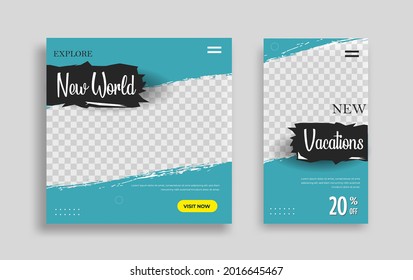 Marketing Editable plantilla mínima de banner cuadrado con formas geométricas para publicaciones en medios sociales, historias y anuncios en Internet. Ilustración del vector