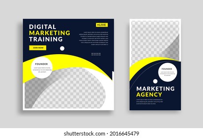 Marketing Editable minimal square banner template with geometric shapes for social media post, story and web internet ads. Vector illustration