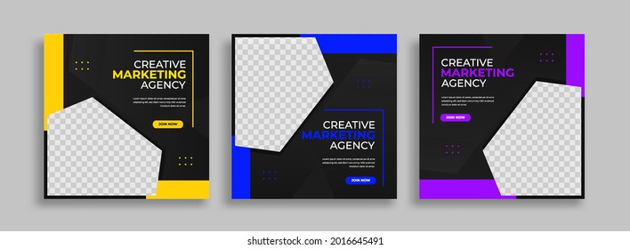 Marketing Editable minimal square banner template with geometric shapes for social media post, story and web internet ads. Vector illustration