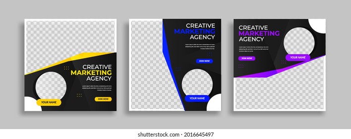 Marketing Editable minimal square banner template with geometric shapes for social media post, story and web internet ads. Vector illustration