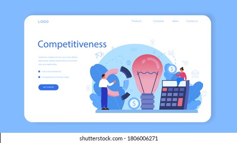 Marketing education school course web banner or landing page. Business promotion, customer communication and product advertising through social networks. Flat vector illustration