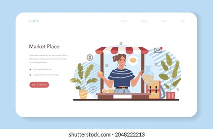 Marketing education school course web banner or landing page. Business promotion, customer communication and product advertising through social networks. Flat vector illustration